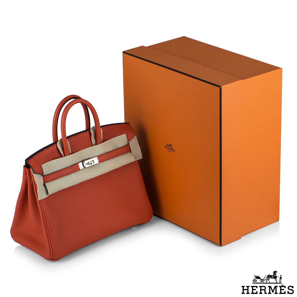 Rich Diamonds - Hermés Birkin 25cm Capucine Togo PHW (Unworn) An